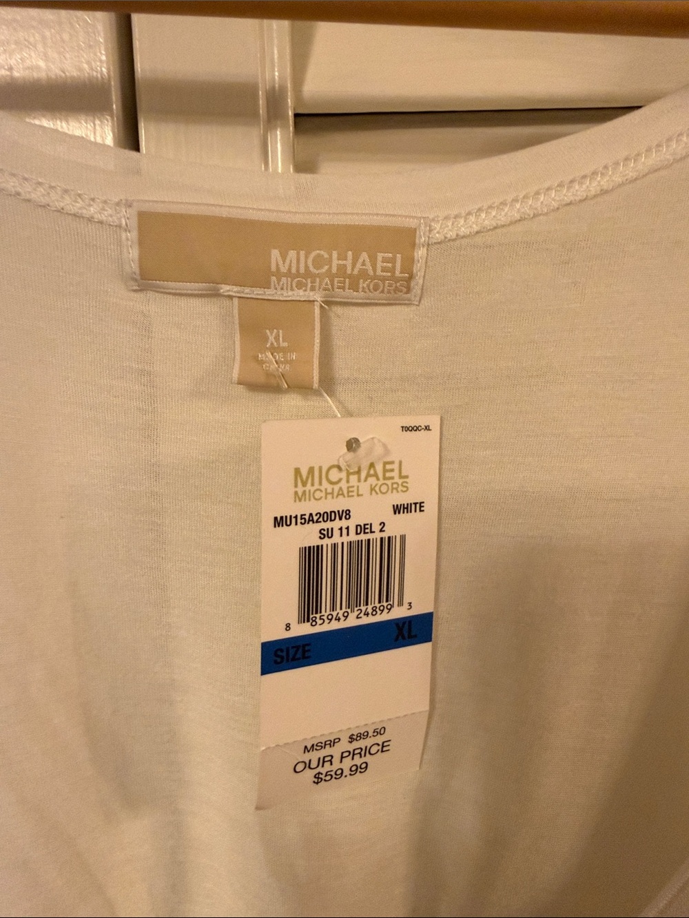 NWT Michael Michael Kors White Studded Tank Top – Silver Accents – Size XL - Picture 2 of 3